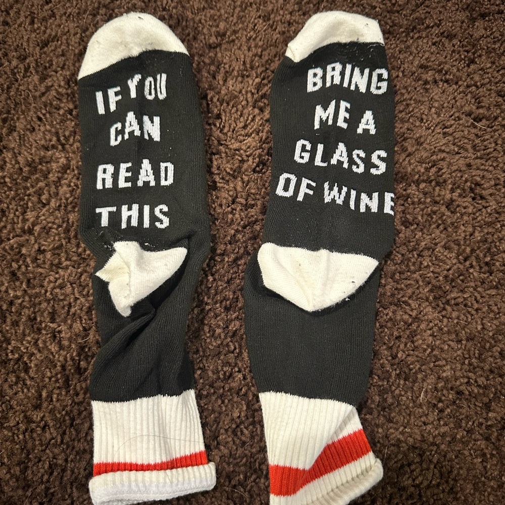 Black and White Socks with Fun Text